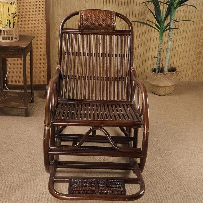 DSA real rattan chair rocking chair recliner balcony home leisure rocking chair elderly living room courtyard rattan lazy
