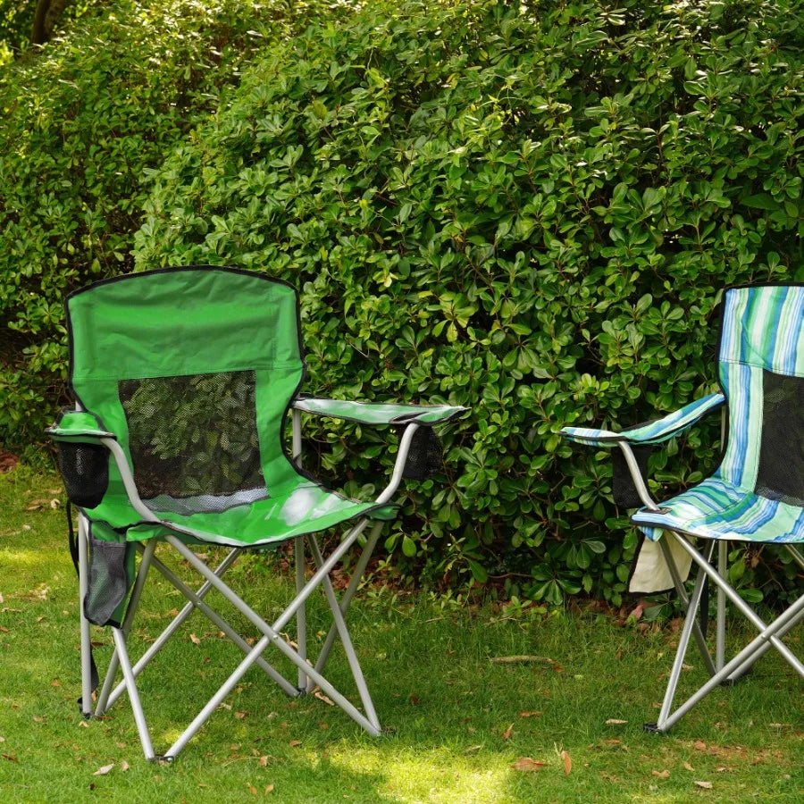 Folding Camp Chair Portable Outdoor Chair with Cup Holder and Carrying Bag for Camping Beach Fishing and Sports Events