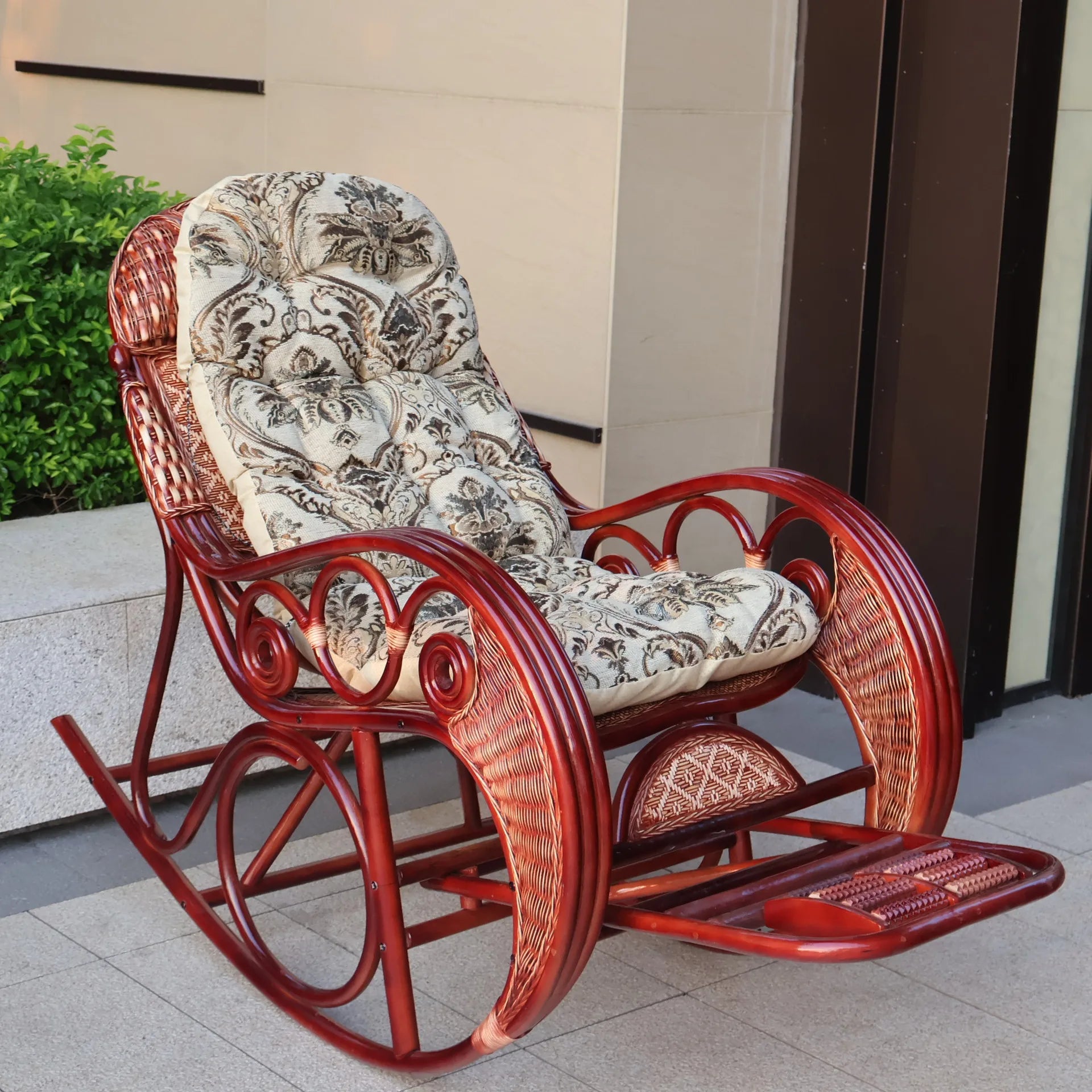 Leisure Lazy Rocking Chair Pastoral Rattan Natural Rattan Homestay Rocking Chair