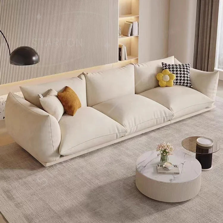 Modern Design Home Furniture Bread Shape White Teddy Boucle 3 Seat Sofa Set Sectional Couch Velvet Fabric Living Room Sofa