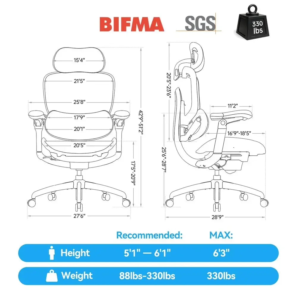 Doro C300 Pro V2 Ergonomic Office Chair, FullBody Adaptive Support 8D Armrests amp Breathable Mesh, Comfy High Back Computer De