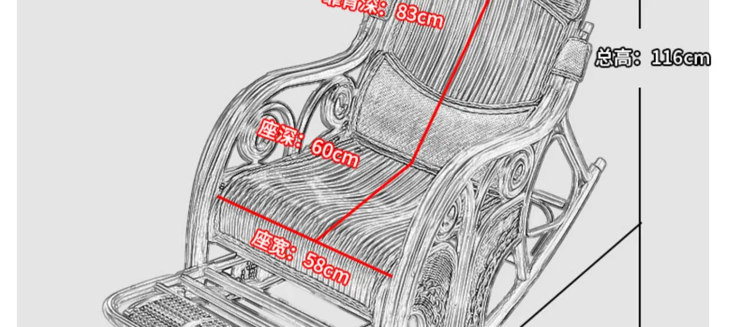 natural true rattan rocking chair recliner sofa single balcony home leisure retro cushion living room