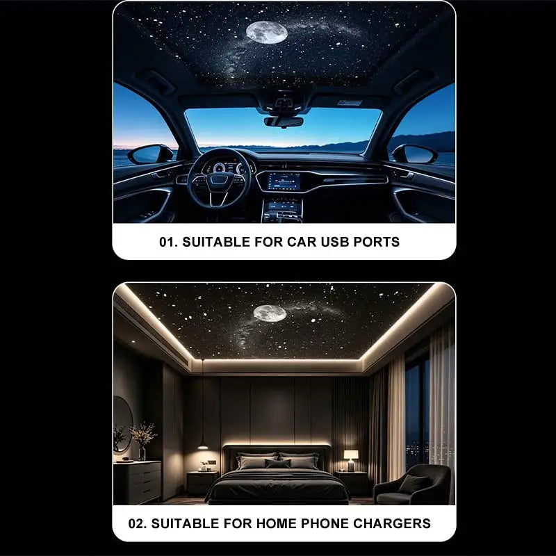 USB Starry Sky Projector Night Light 360° Bendable HD Galaxy Moon Planet Projection Lamp Plug Play Car Bedroom Projector Lamp
