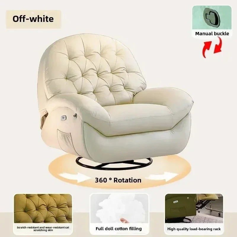 Modern Fabric Living Room Sofas Designer Living Room Furniture Leisure Lazy Sofa Bed Rocking Chair Nordic Home Rotating Recliner