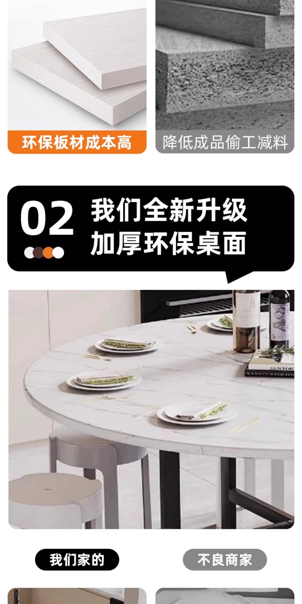 Folding Round Table for Home Rental Small Apartment Movable Folding Dining Table Large Round Table with Turntable