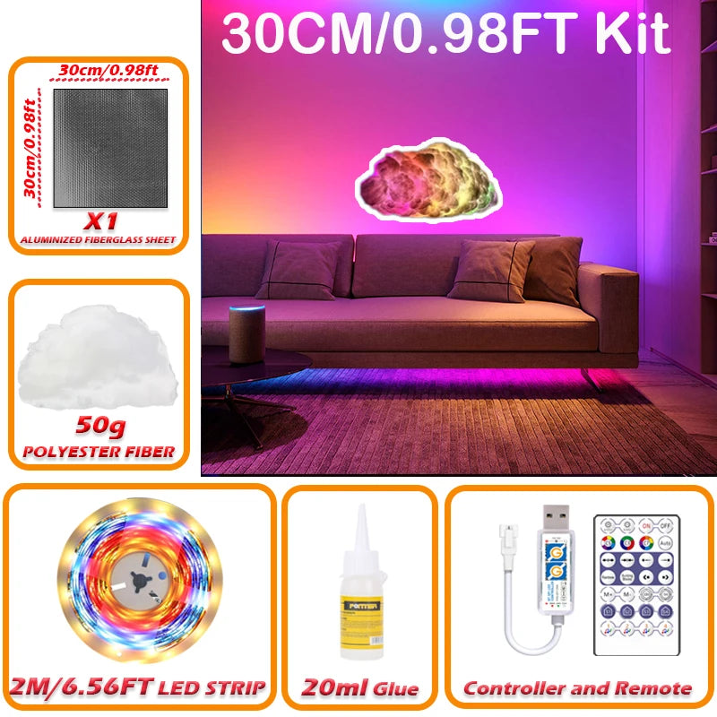 3D Cloud Lighting Light Kit with Music Sync, Multicolor RGBIC LED Strip Lights, Remote & APP Control, Mood Lighting for Bedroom