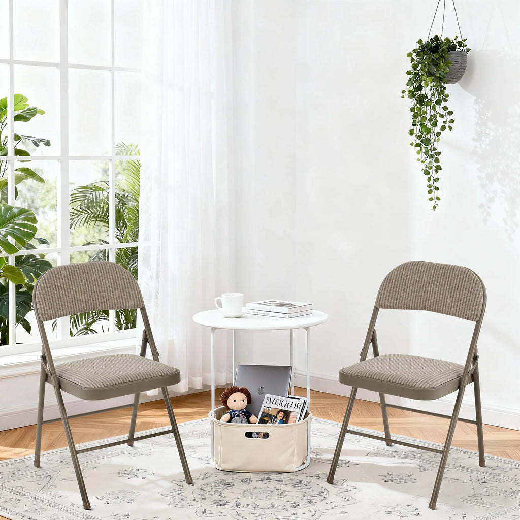 MCQ Foldable Fabric Padded Cushion Office Chair 2 Pack Ergonomic Metal Frame Soft Cushion Lumbar Support Heavy Capacity 330LB For Home Office﻿
