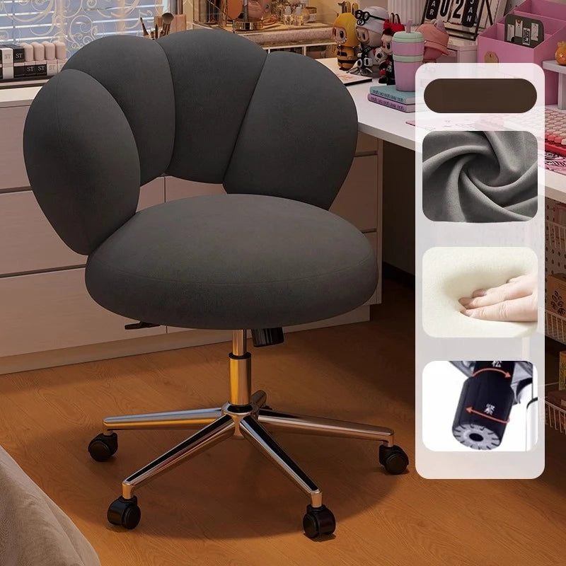 Cream Wind Living Room Chairs Furniture Dressing Stool Rotatable Chair Lamb Wool Small Internet Celebrity Stool Computer Stool
