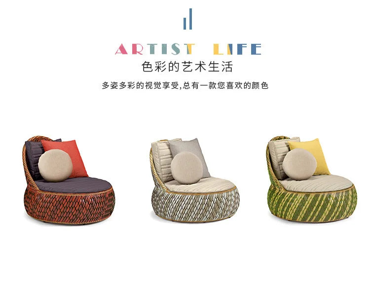 Outdoor Sofa Rattan Sofa Set, Hotel, Model Sunroom, Courtyard, Outdoor Terrace, Garden, Small Furniture