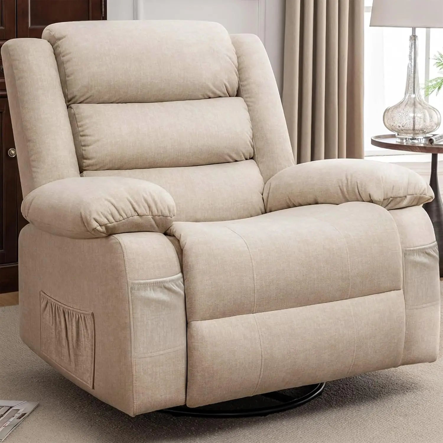 Oversized Recliner Chair, Extra Wide Rocking Chair with Massage and Heat, 360° Swivel Rocker Recliner for Adults,, Custom