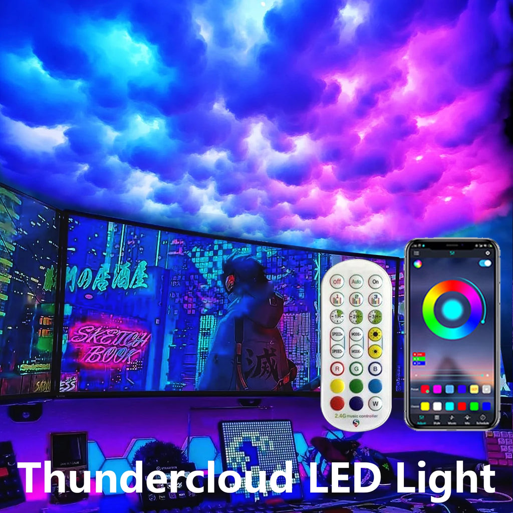 3D Thundercloud LED Light DIY Cloud Light Strip RGB+IC Chasing Music Sync 3D Cotton LED Light APP &Remote Control for Room Decor