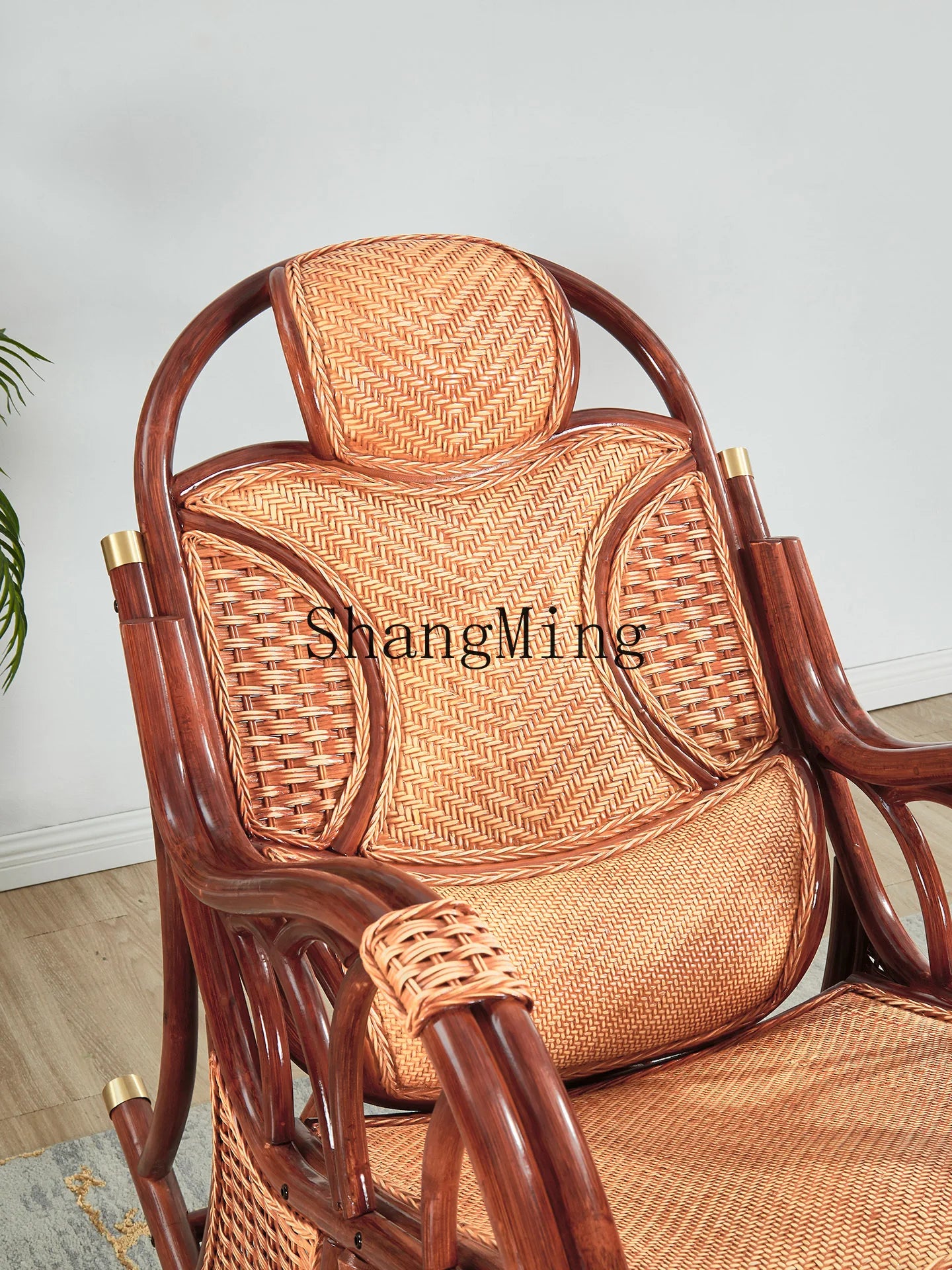 CL free balcony natural real rattan rocking chair lunch break classical single sofa