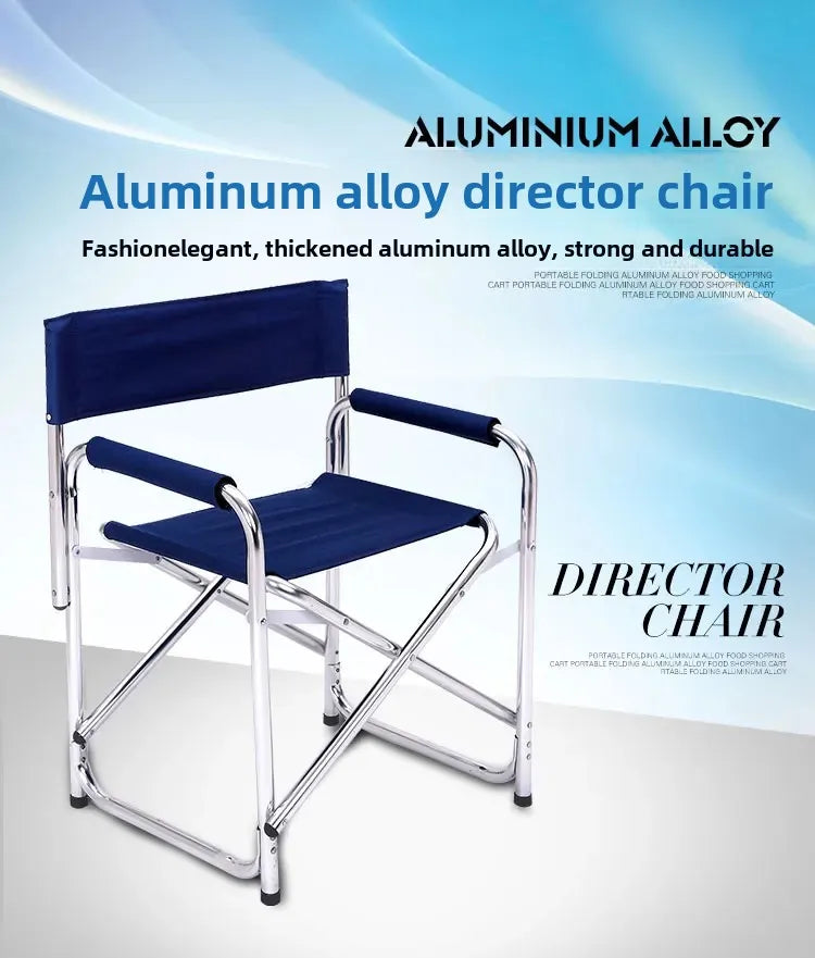 Aluminum Alloy Director’s Chair with Side Table, Portable Folding Fishing Stool, Relaxing Laptop Desk, Outdoor Picnic Gear
