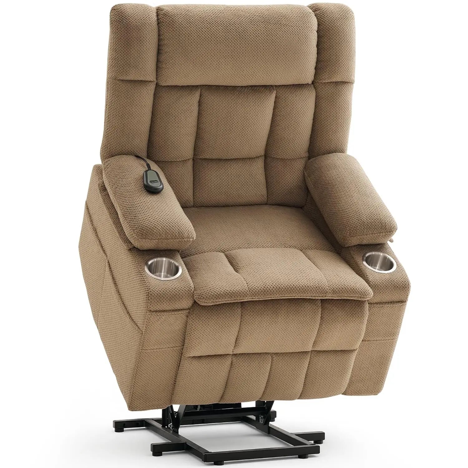 Power Lift Recliner with Massage & Heat, Electric Chair with Cup Holders & Pockets for Living Room, Brown, Customized