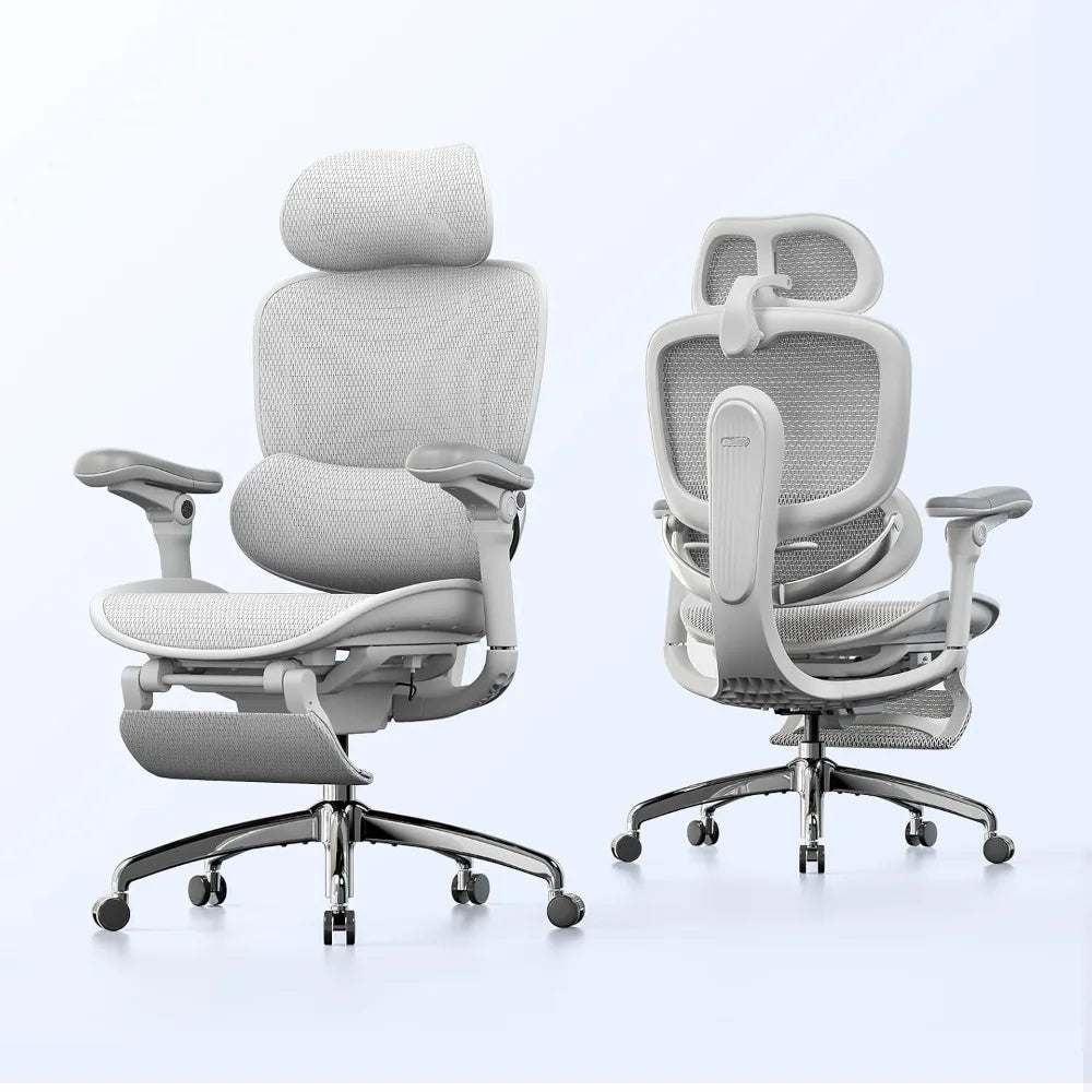 Ergonomic Office Chair with Footrest, Grey