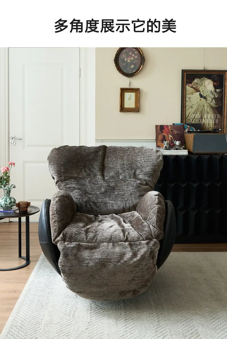 N Retro Electric Single Sofa Chair Designer French Lazy Sofa Balcony Living Room Function Rotating Recliner