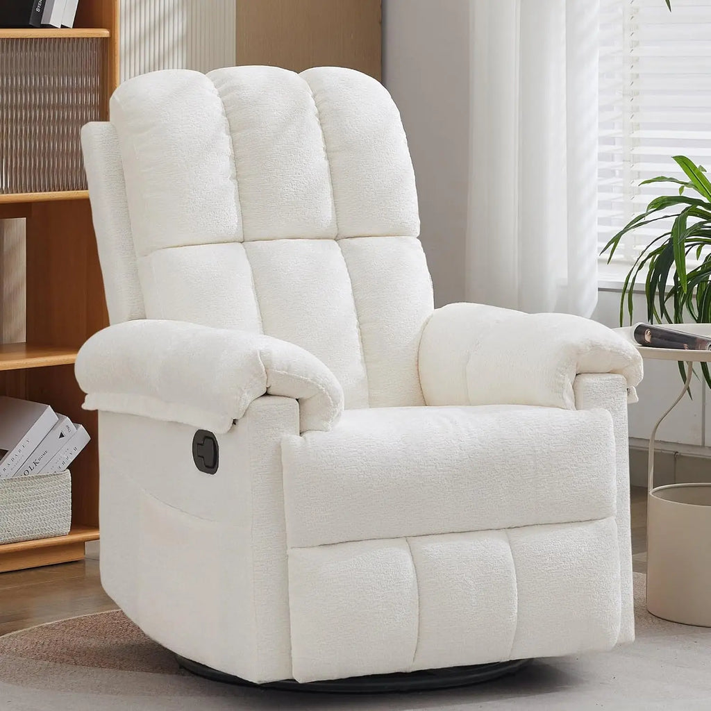 Manual Upholstered Swivel Rocker Recliner,Compact Small Space Reclining Chair For Adults, Custom