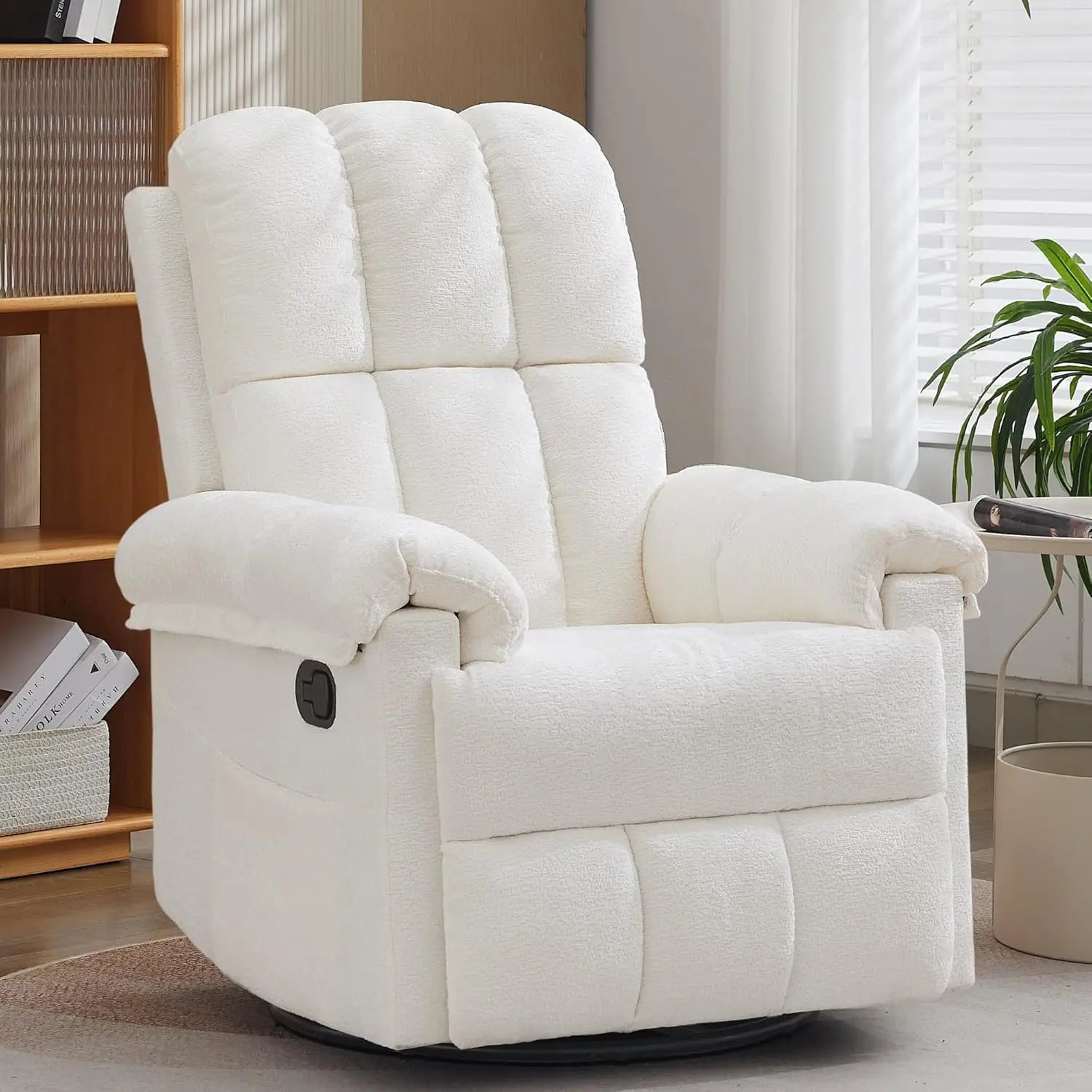 Manual Upholstered Swivel Rocker Recliner,Compact Small Space Reclining Chair For Adults, Custom