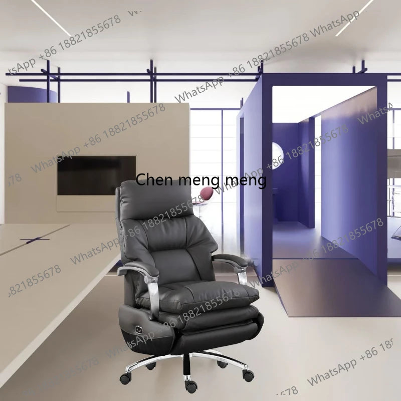Electric boss leather office reclining office chair, comfortable sedentary home, study massage