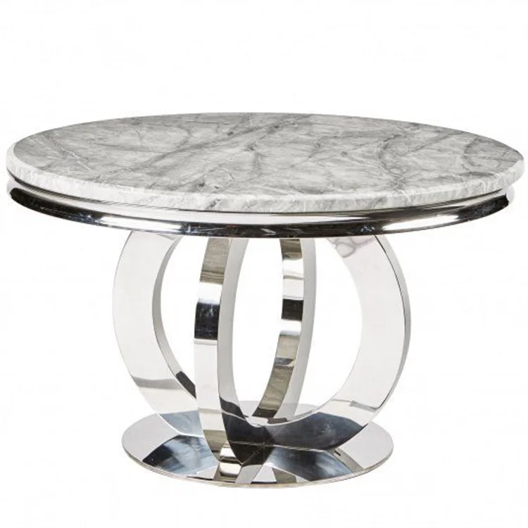 ！@Luxury Round Marble Dining Table Set 4 Chairs