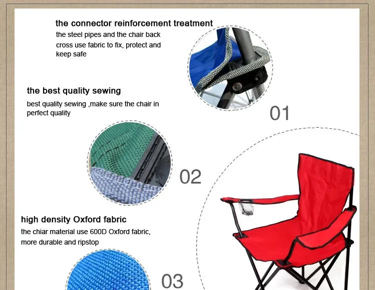 Portable Folding Camping Chair - with Cup Holder, Oxford Cloth ZM103