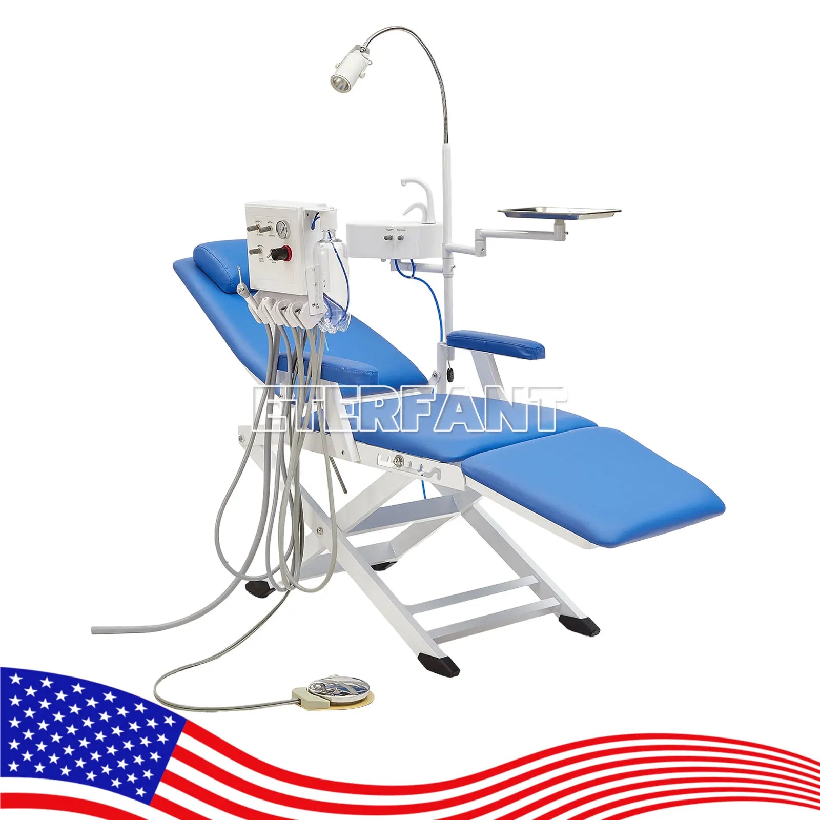Dental Mobile Chair Black/Blue/Folding Chair with LED Light+Turbine Unit 4H PU/3Layer Trolley Cart Tool Mobile ABS with Socket