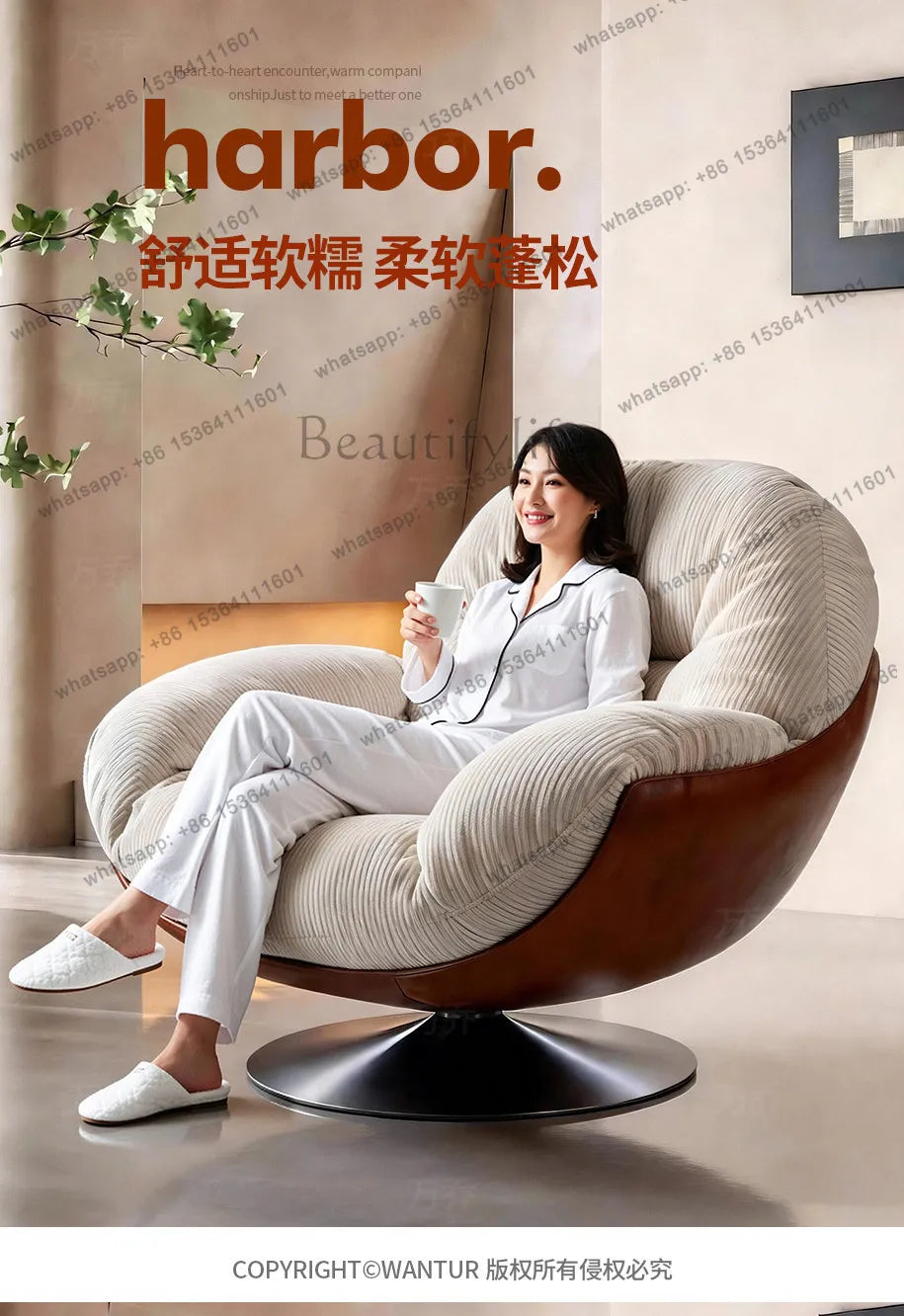 XX Medieval Sofa Chair Living Room Balcony Household Light Luxury High-end Nest Chair Fabric Single Rotation