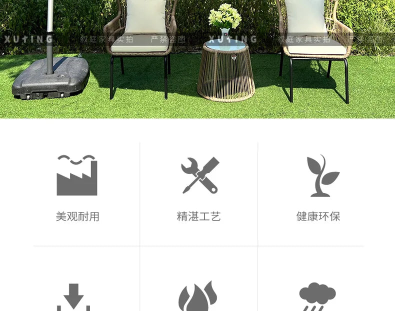Outdoor garden courtyard rattan weaving chair outdoor living room coffee table rattan art table and chair furniture