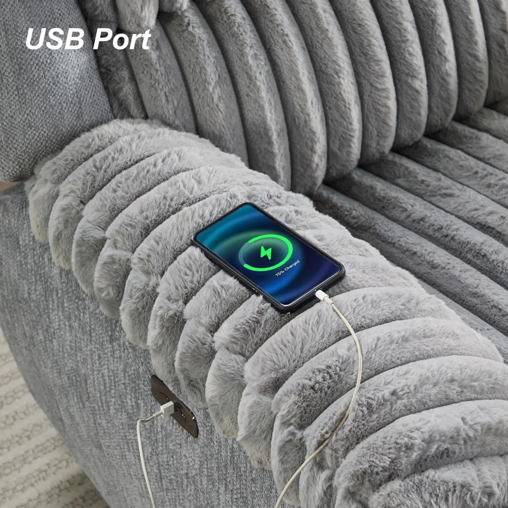 Oversized Power Recliner Zero Gravity with USB Port for Big Man Faux Fur Electric Extra Large Reclining Chairs for, Customized