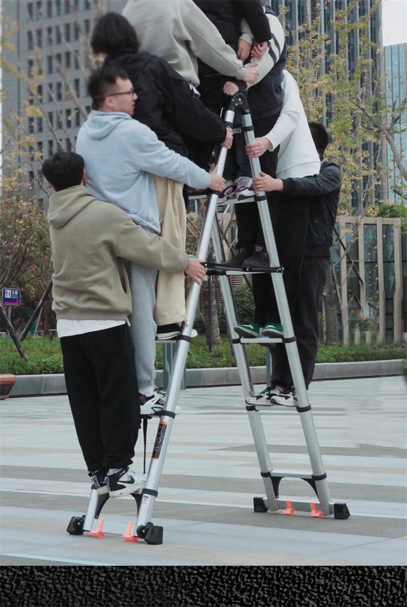 Aluminum Alloy Telescopic Ladder Thickened Stainless Steel Step Ladders Folding Lift Herringbone Ladder Home Portable Ladder B Y