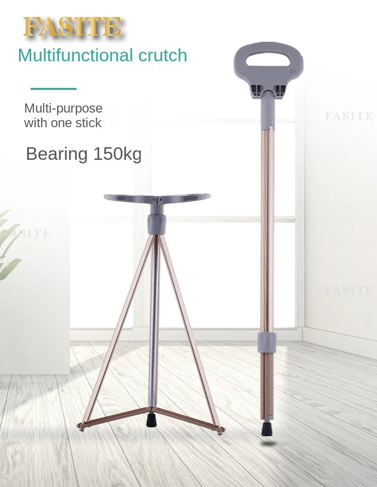 Portable Elderly Cane Stool Non-Slip Multifunctional Lightweight Chair Ideal for Outdoor Hiking