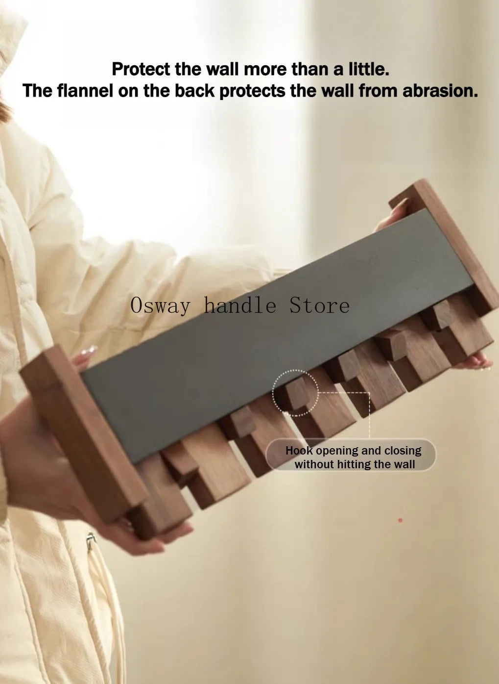 Natural wood wall-mounted piano coat rack, porch wall art hook closet kitchen bedroom porch