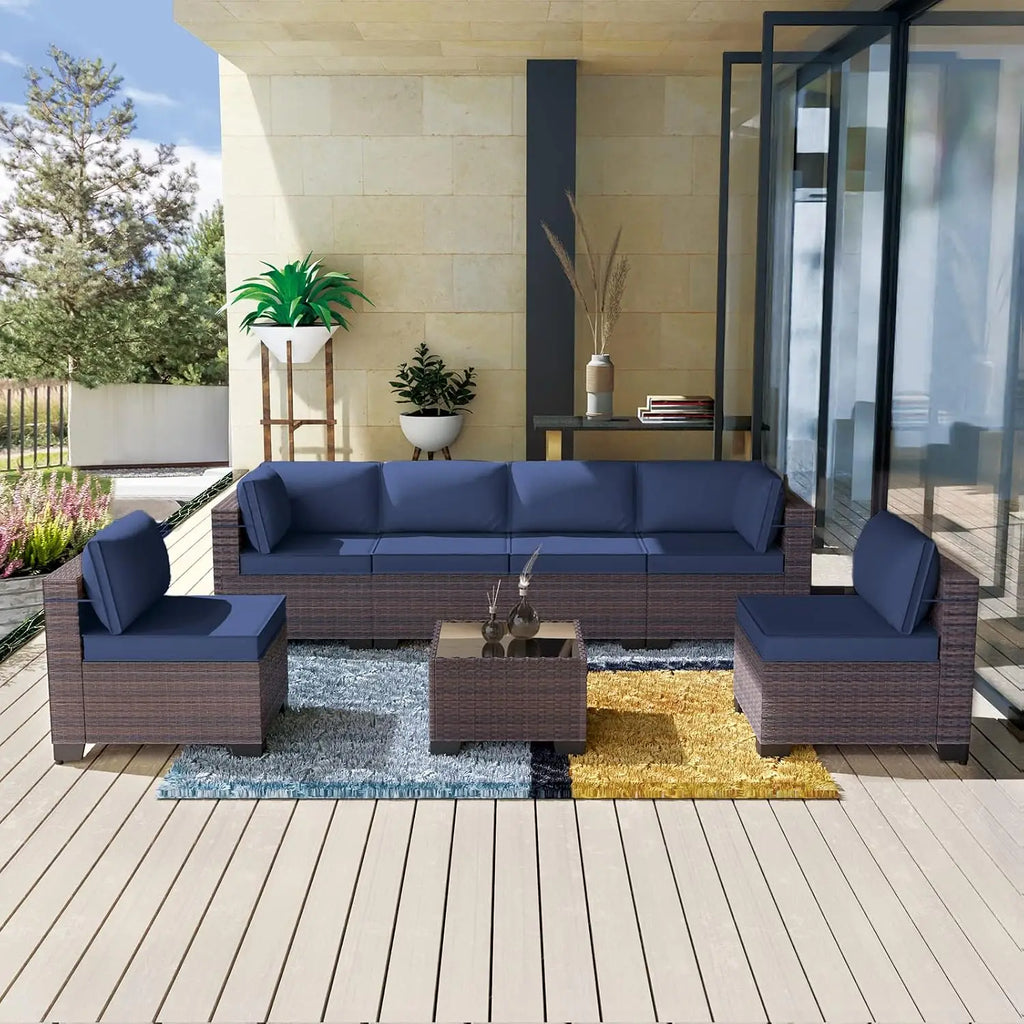12 Piece Outdoor Wicker Sectional Sofa Set, Patio Garden Furniture, PE Rattan, Customized