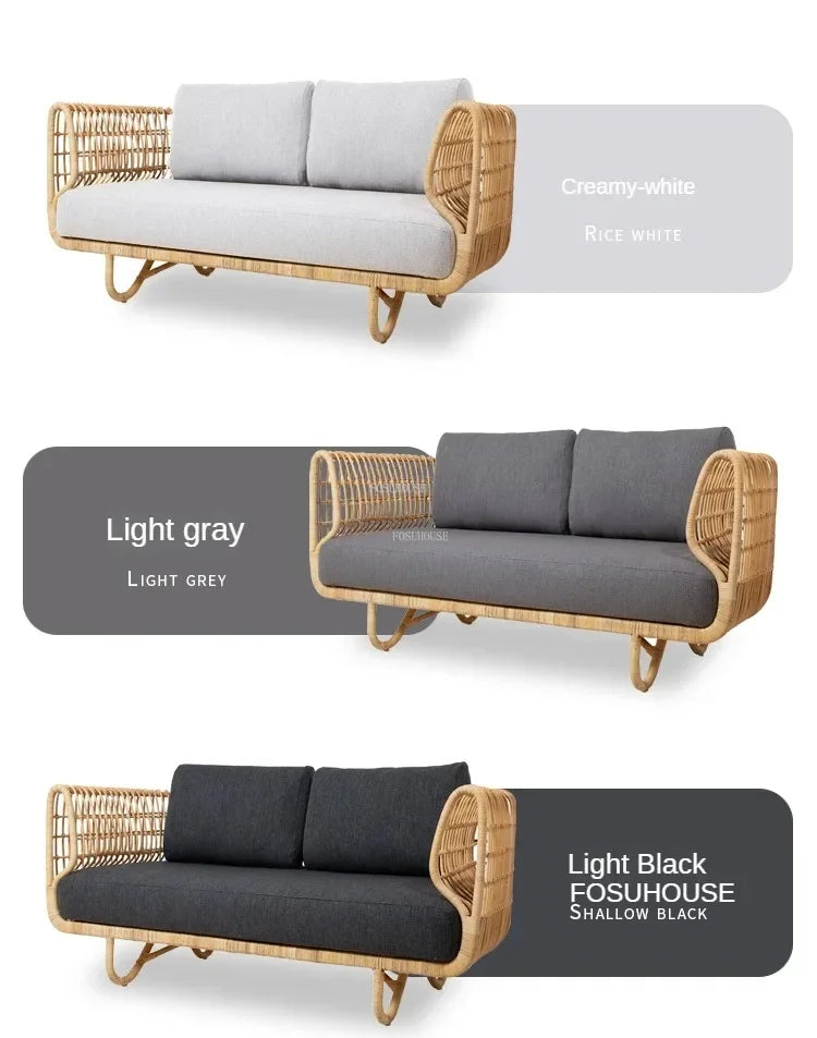 Modern Rattan Garden Sofa Set Outdoor Patio Furniture Leisure Lounge Couch Wicker Balcony Villa Single Seat Lazy Chair
