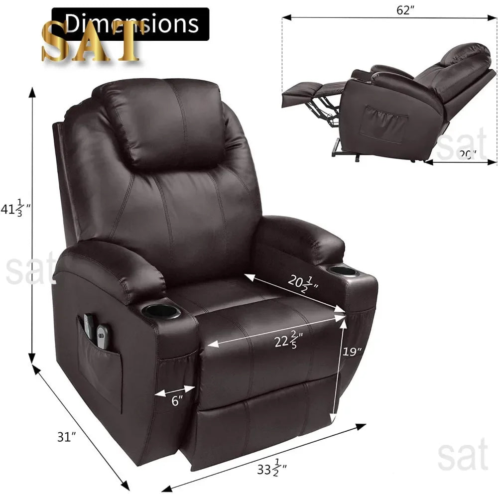 For Power Lift Recliner Chair with Massage, Single Sofa, Home Theater Seating with Heat and Vibration Sofa, Recliner Chair