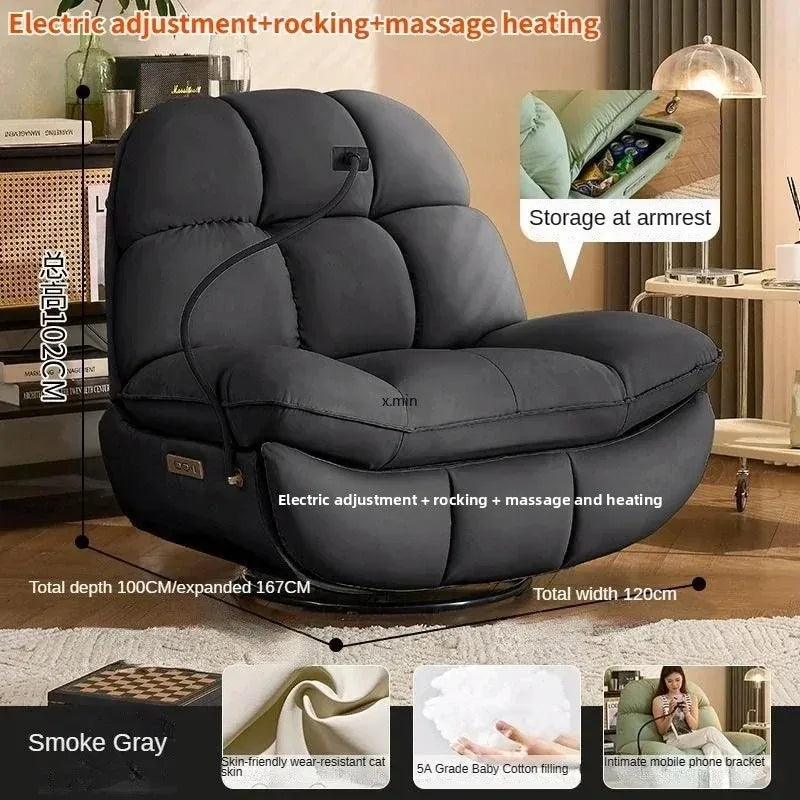 Smart Electric Lazy Sofa Recliner Single Leisure Chair with Sleep Function for Modern Living Room Lounge  Leather Sectional Sofa