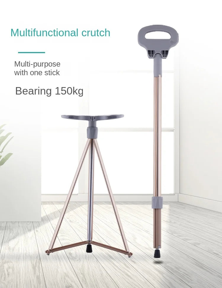 Portable Elderly Cane Stool Non-Slip Multifunctional Lightweight Chair Ideal for Outdoor Hiking and Mobility Support