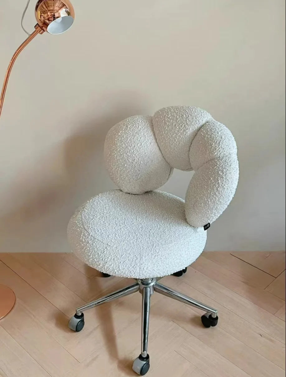 Cream Wind Living Room Chairs Furniture Dressing Stool Rotatable Chair Lamb Wool Small Internet Celebrity Stool Computer Stool