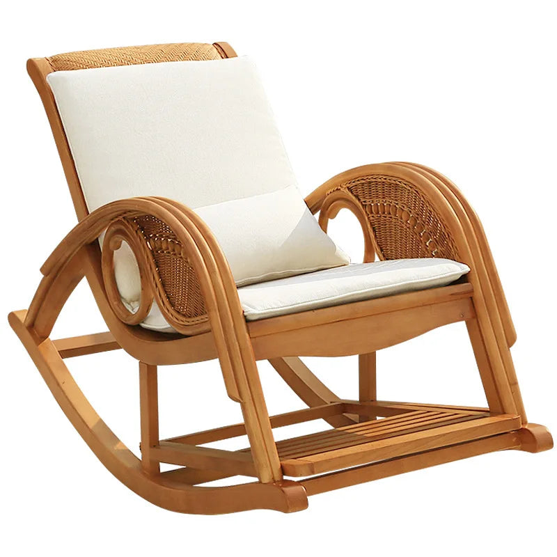 Rattan rocking chair Adult leisure recliner Natural rattan Xiao real rattan free chair Elderly solid wood new Chinese rocking ch
