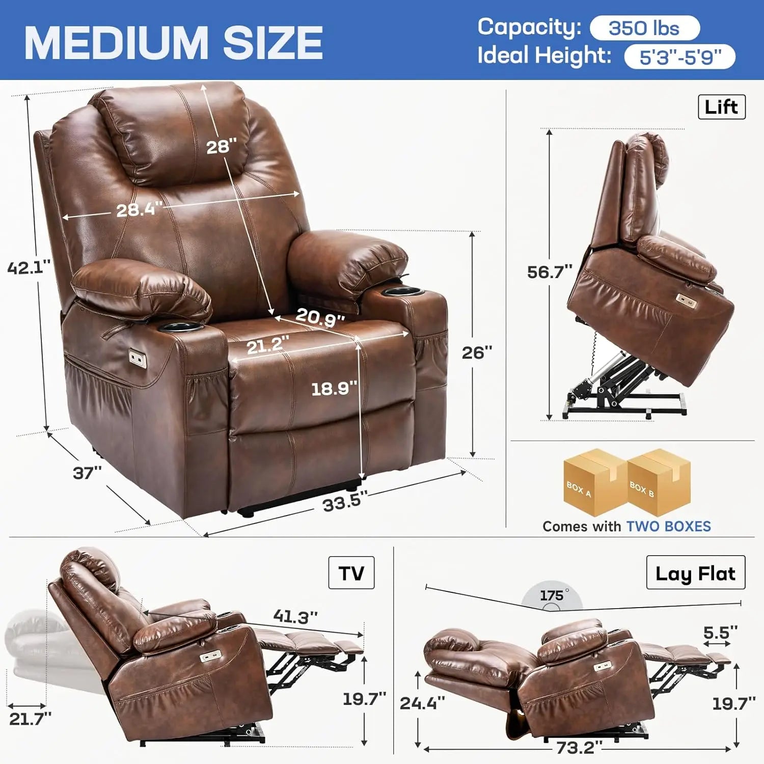 Dual Motor Power Lift Recliner Chair for Elderly with Massage and Heat, Electric Lift Chair for Adults with, Customized