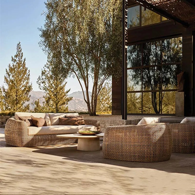 # Hot Garden Furniture Outdoor Sofa And Coffee Tables Set Outdoor Rattan Frame Garden Sofa Set