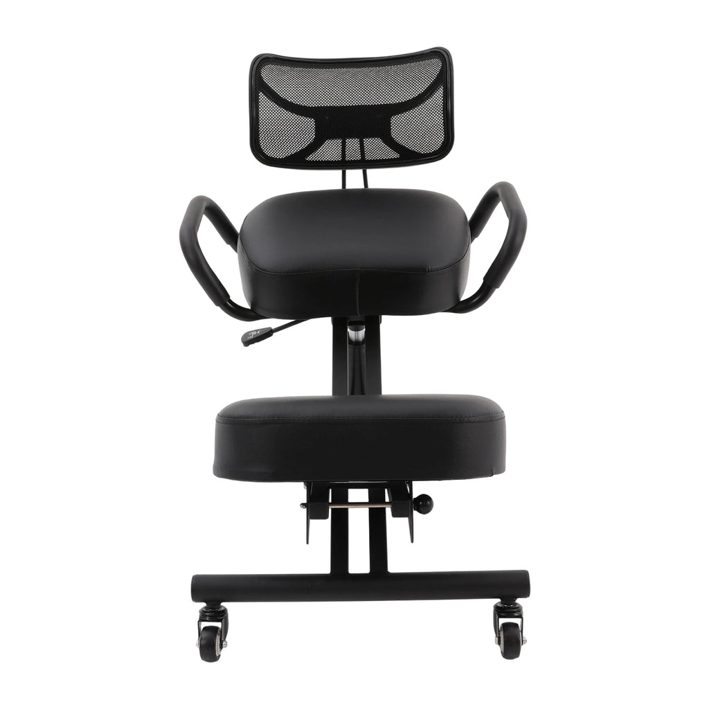 Ergonomic Kneeling Chair with Back Support, Height Adjustable Kneeling Posture Chair, Rolling Kneeling Office Chair for Home Office Study Meditation
