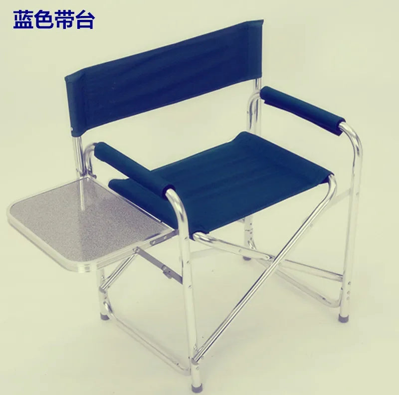 Aluminum Alloy Director’s Chair with Side Table, Portable Folding Fishing Stool, Relaxing Laptop Desk, Outdoor Picnic Gear