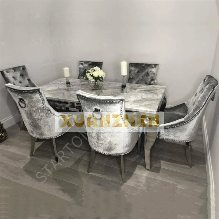 Dining Room Furniture Cheap Restaurant Table and Chairs Gold Dinning Table Marble Round Dining Table Set 4 Chairs