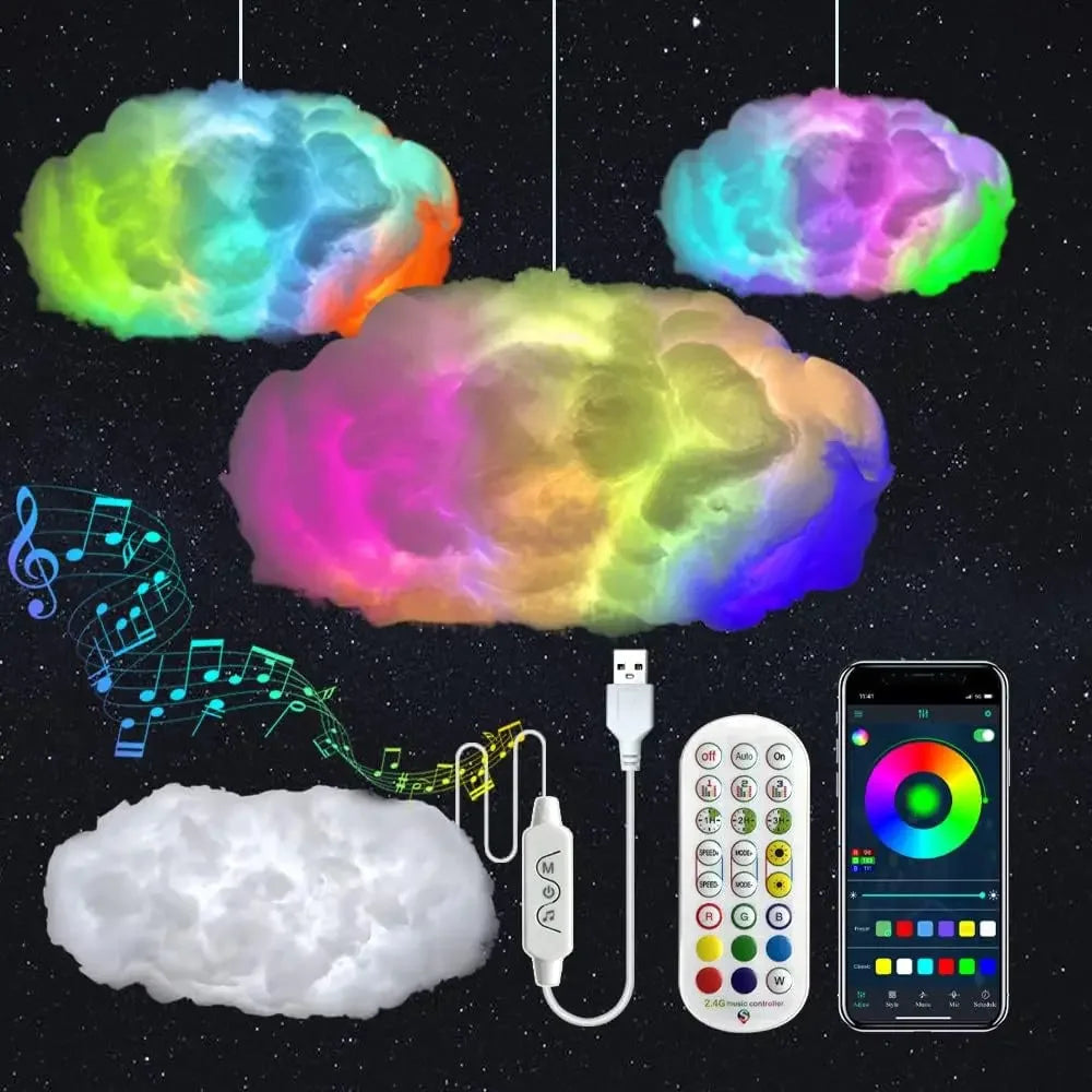 RGB Cloud Light LED Hanging Lamp APP Remote Control Music Atmosphere Light for Bedroom Party