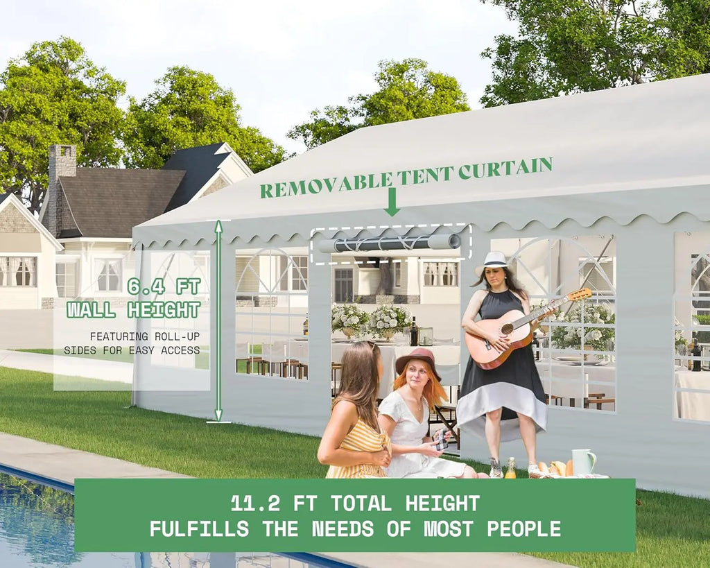 20x40ft Party Tent with Sidewalls Heavy Duty Outdoor Canopy Waterproof Easy Setup Gazebo White