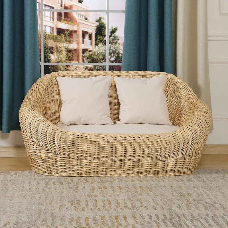 Modern Rattan Lazy Garden Sofa Chair Set Outdoor Patio Balcony Terrace Furniture Wicker Tatami Leisure Coffee Table Indoor