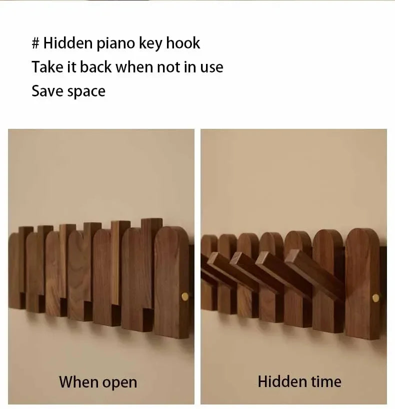 Piano Keys Wooden Wall Coat Rack Clothes Hanger Organizers Hook Portable Clothes Storage Dress Hanger Entrance Hall Furniture