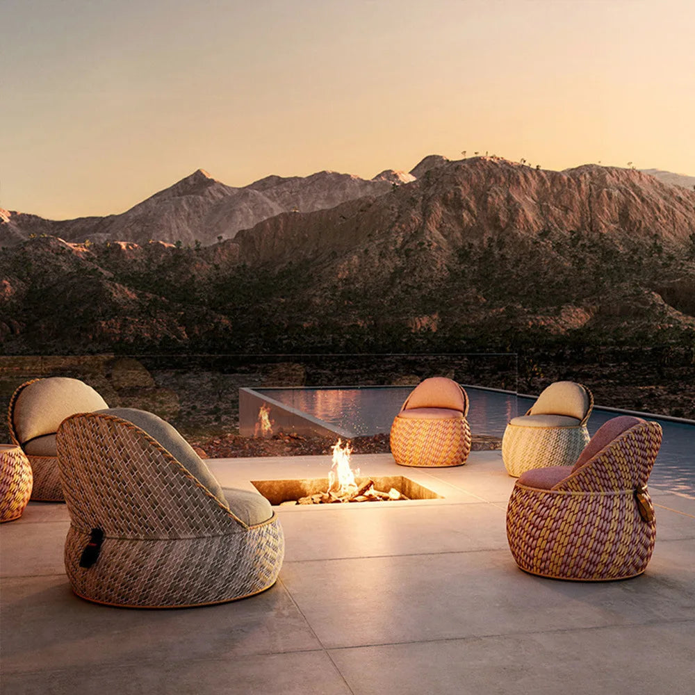 Nordic PE Rattan Woven Beach Chairs Terrace Garden Outdoor Chairs Light Luxury High-end Outdoor Furniture Patio Leisure Chair