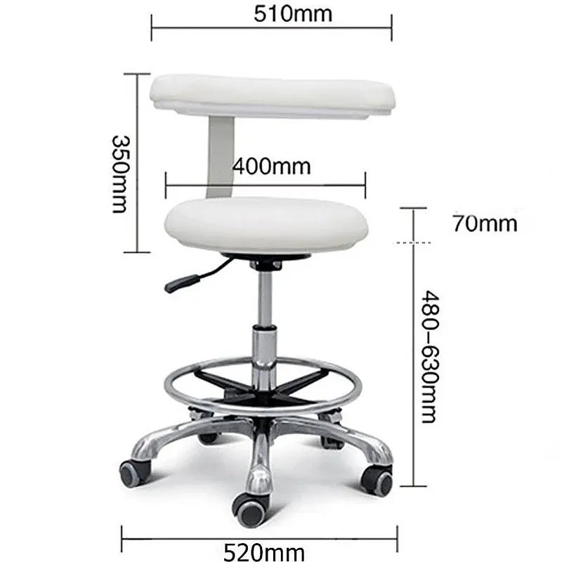 Medical Dental Stool with 360 Degree Rotation Armrest PU Leather Assistant Chair for Nurse Doctor